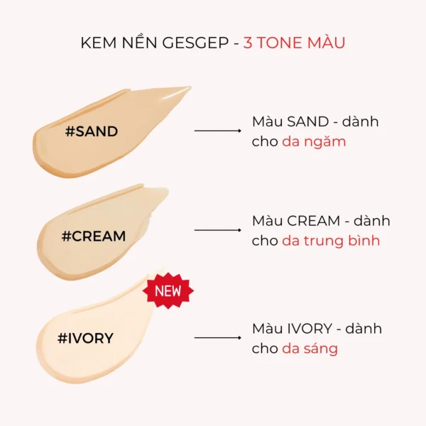 Kem nền Gesgep có 3 tone màu