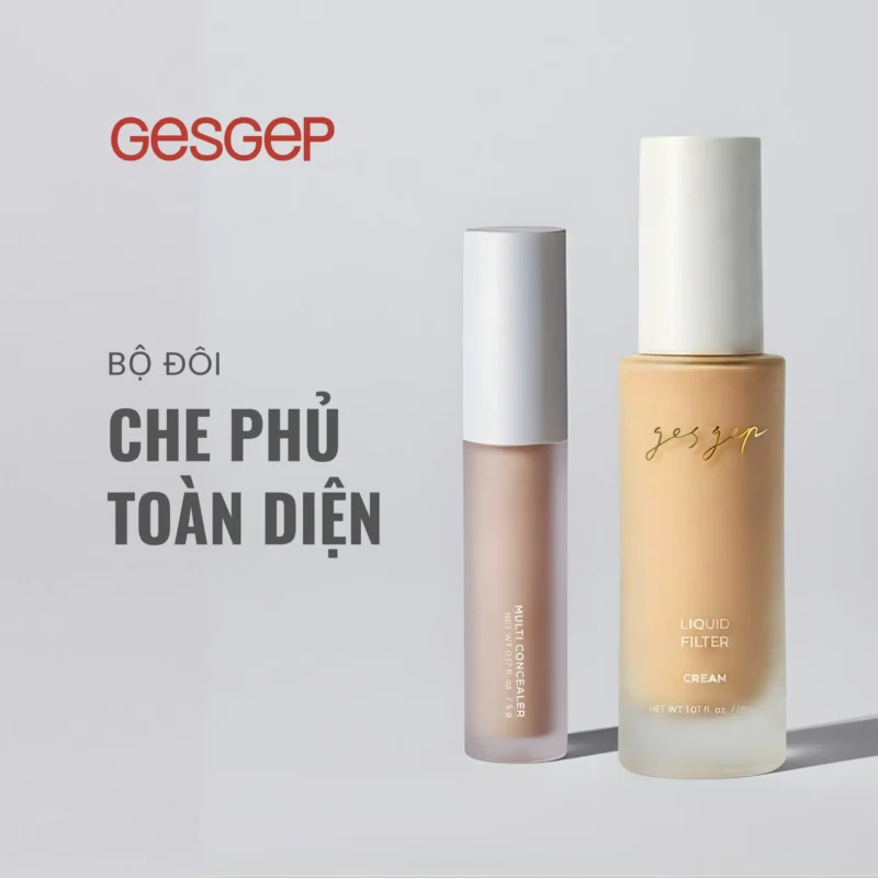 [Bộ đôi che phủ toàn diện] Combo kem nền Gesgep Liquid Filter và kem che khuyết điểm Gesgep Multi Concealer
