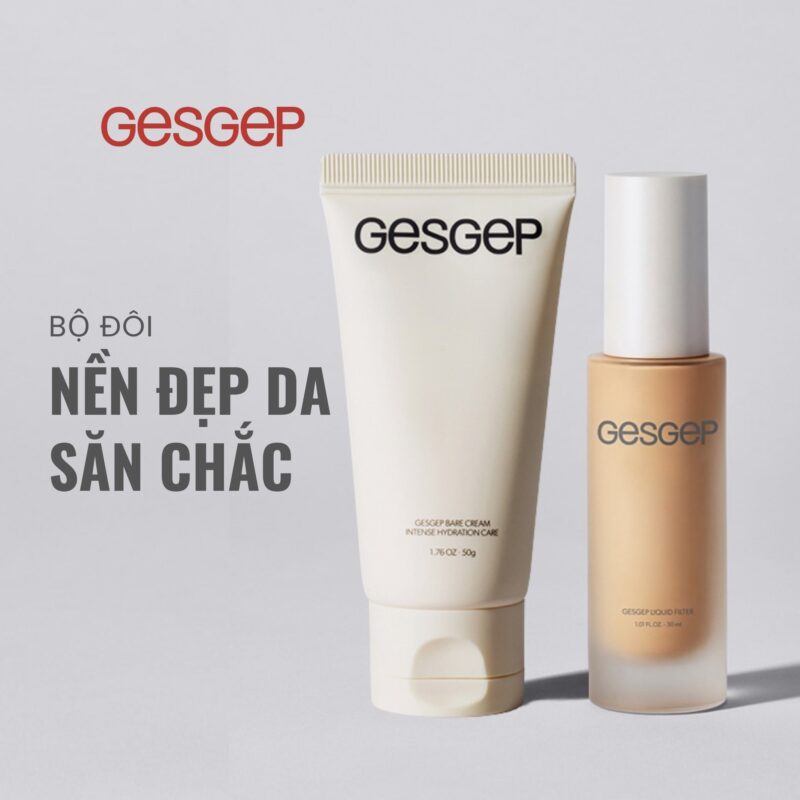 [Bộ đôi nền đẹp da săn chắc] Combo kem dưỡng ẩm Gesgep Bare Cream 80g và kem nền Gesgep Liquid Filter