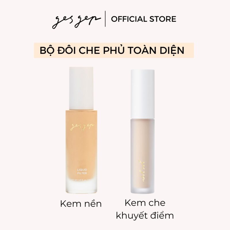 [Bộ đôi che phủ toàn diện] Combo kem nền Gesgep Liquid Filter và kem che khuyết điểm Gesgep Multi Concealer