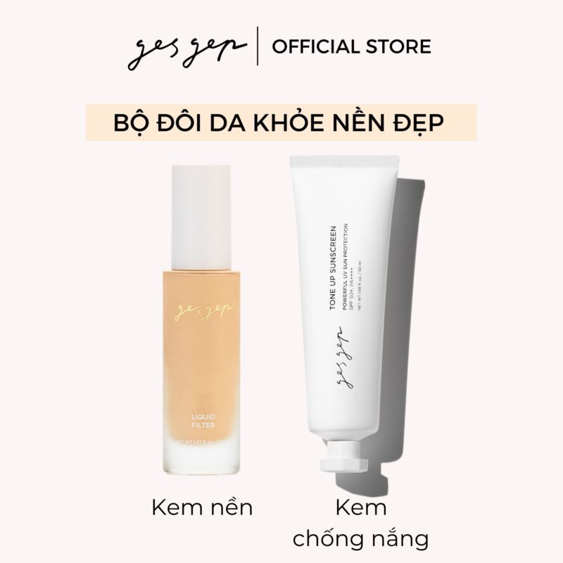 [Bộ đôi da khỏe nền đẹp] Combo kem chống nắng Gesgep Tone up Sunscreen và kem nền Gesgep Liquid Filter