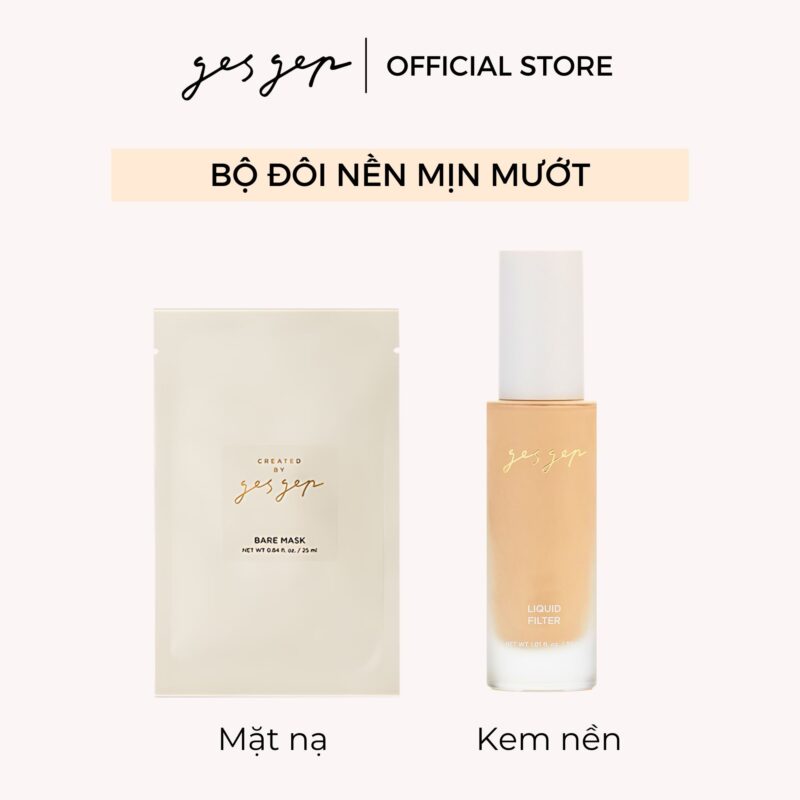 [Bộ đôi nền mịn mướt] Combo mặt nạ Gesgep Bare Mask 25ml và kem nền Gesgep Liquid Filter