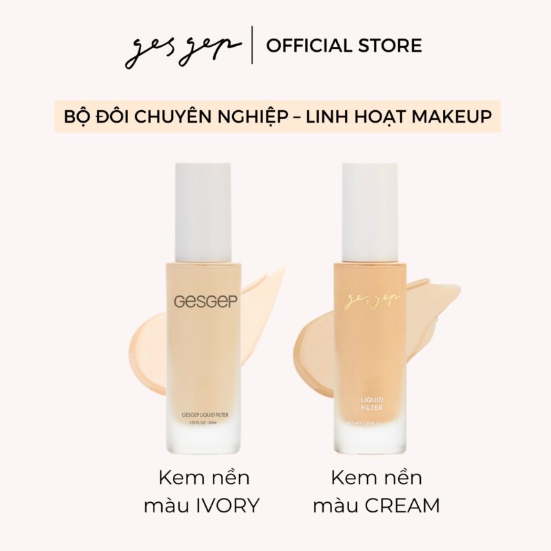 [Bộ đôi chuyên nghiệp] Combo kem nền Gesgep 30ml Ivory và Cream cho lớp nền mỏng nhẹ mịn mướt, che phủ cao