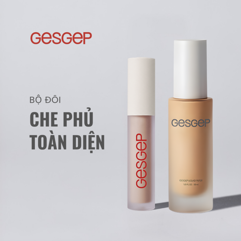[Bộ đôi che phủ toàn diện] Combo kem nền Gesgep Liquid Filter và kem che khuyết điểm Gesgep Multi Concealer