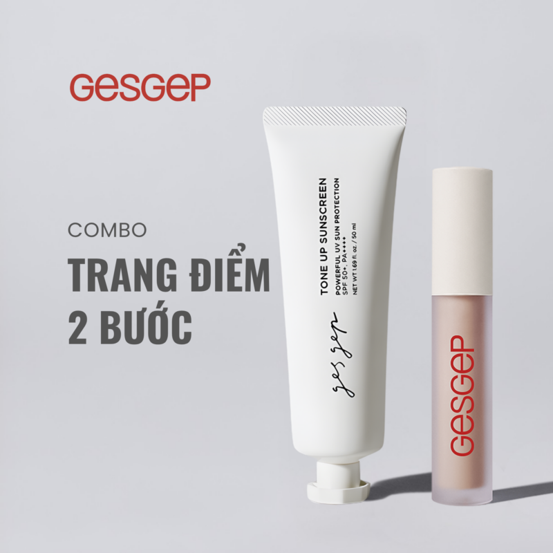 [Bộ đôi trang điểm 2 bước] Combo kem chống nắng Gesgep Tone up Sunscreen và kem che khuyết điểm Multi Concealer